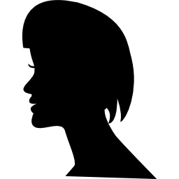 Female head silhouette from side view with short hair style cut icon