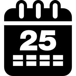 Calendar page on day 25 icon