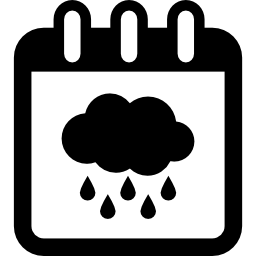 Rainy season on calendar page symbol icon