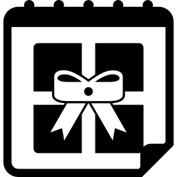Подарочная коробка на странице календаря дня рождения иконка