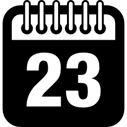 página de calendario diario el día 23 icono