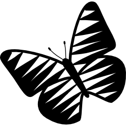 mariposa con alas rayadas girada hacia la izquierda icono