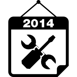 mechanischer kalender 2014, der einen nagel hängt icon