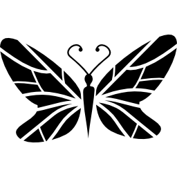Black butterfly top view with lines wings design icon