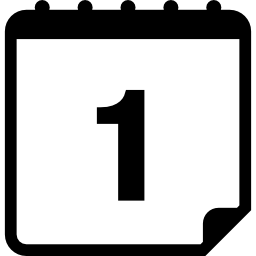 eerste dagelijkse kalenderpagina-interfacesymbool met nummer 1 icoon