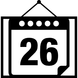 kalenderpagina op dag 26 icoon