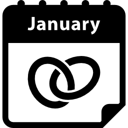 huwelijksverjaardag januari kalenderpagina icoon