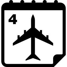 flugreisetag auf seite mit nummer 4 eines kalenders icon