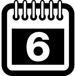 Календарная страница шестого дня месяца иконка