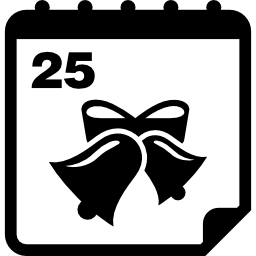 Calendar page with Christmas bells on day 25 icon