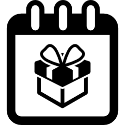 confezione regalo di compleanno sulla pagina del calendario dei promemoria icona