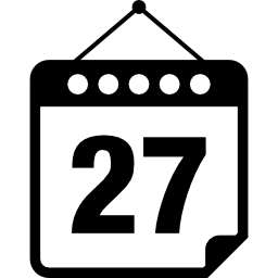 page de calendrier du symbole d'interface jour 27 Icône