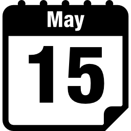 simbolo dell'interfaccia della pagina del calendario del 15 maggio icona