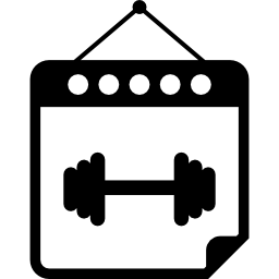 simbolo dell'interfaccia della pagina del calendario del promemoria del giorno della pratica sportiva con un manubrio icona