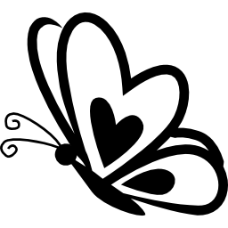 mariposa con corazón en ala frontal en vista lateral icono