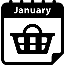januari winkeldag herinnering dagelijkse kalenderpagina van interface met een mandje icoon