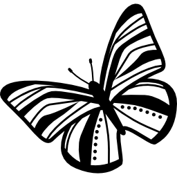 vista superior de alas de mariposa con rayas giradas hacia la izquierda icono