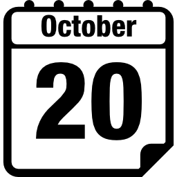 simbolo dell'interfaccia della pagina giornaliera del calendario del 20 ottobre di contorno quadrato icona