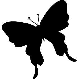 Butterfly black silhouette shape from top view rotated to left icon