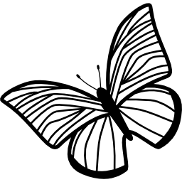 mariposa de alas rayadas delgadas girada hacia la izquierda icono