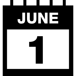 1 juin symbole d'interface de page de calendrier quotidien avec ressort mince et angles de coins droits Icône