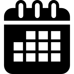 kalenderinterfacesymbool met vierkanten in afgeronde rechthoekige vorm met veer op de bovenrand icoon