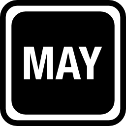 simbolo quadrato arrotondato della pagina del calendario di maggio per l'interfaccia icona