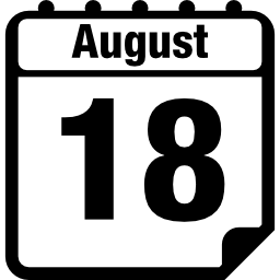 18 augustus dagelijkse kalender pagina-interface symbool icoon