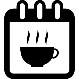 página de calendario de recordatorio de día de fecha de café icono