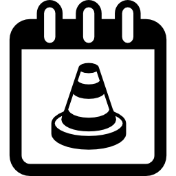 pagina del calendario con il simbolo del cono di traffico icona