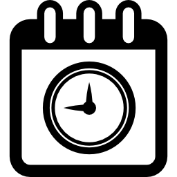 kalenderpagina met rond kloksymbool icoon