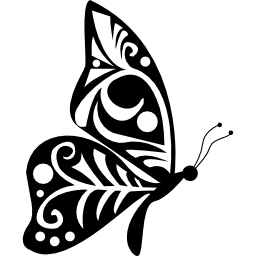 Tribal wings design butterfly side view icon