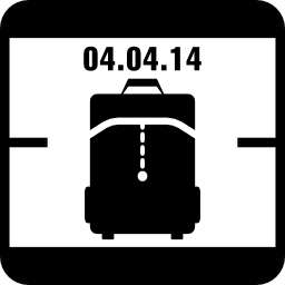 April 4 of 2014 calendar page with travel bag reminder symbol icon