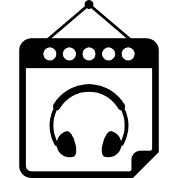 auriculares en la página del calendario colgante icono