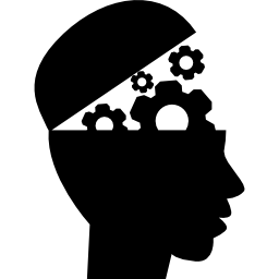 cabeza con símbolo de interfaz de educación de engranajes icono