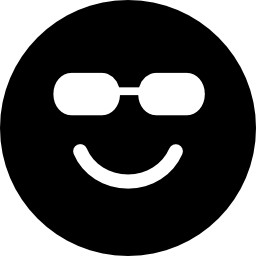 Happy smiling emoticon square face with sunglasses icon