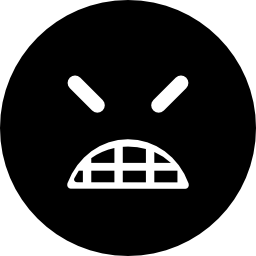 Angry emoticon square face with closed eyes icon
