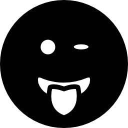 guiño de emoticon cara sonriente con la lengua fuera de la boca en forma de contorno cuadrado redondeado icono