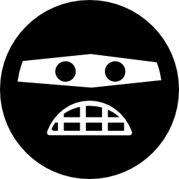 emoticon abgerundetes quadratisches kriminelles gesicht mit bedeckten augen mit einer maske icon
