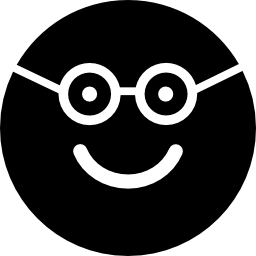 faccia sorridente felice del nerd in faccia quadrata arrotondata icona