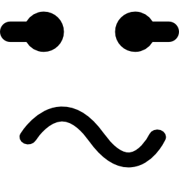 구부러진 입 표현의 이모티콘 사각형 얼굴 icon