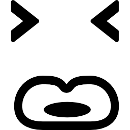 Emoticon square face with closed eyes and big lips icon