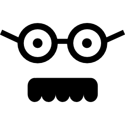 viso quadrato maschile con occhiali e baffi icona