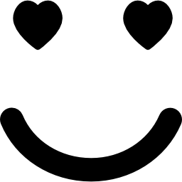 Emoticon in love face with heart shaped eyes in square outline icon