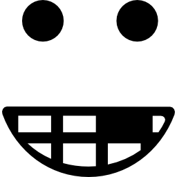 Smiley square face with broken teeth icon