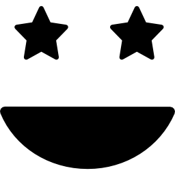 Smiling happy emoticon square face with eyes like stars icon