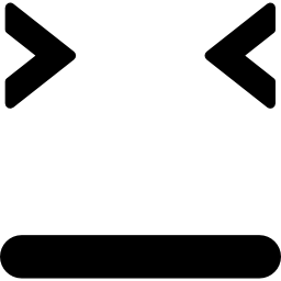 Emoticon square face with closed eyes and straight mouth line icon