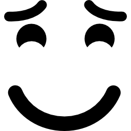 Smiling emoticon with raised eyebrows and closed eyes icon