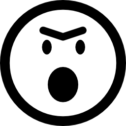 Angry emoticon face with opened mouth in rounded square outline icon