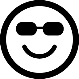 rosto quadrado de emoticon feliz e sorridente com óculos de sol Ícone